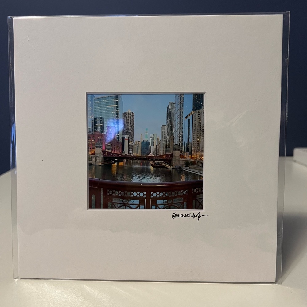 Chicago River 4x4 inch photo by ChiGalArt in 8x8 inch matting